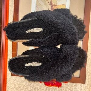 Papillio Black Sherpa Cross-Band Slide Slippers Birkenstock Daytona